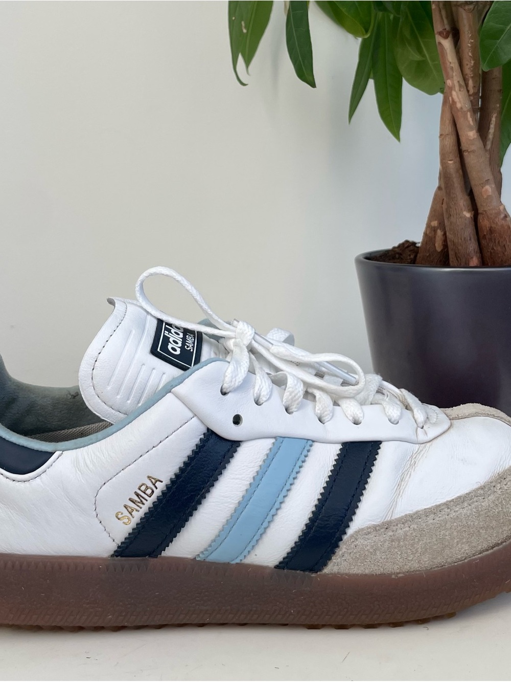 Men Size 8.5 adidas Samba Spikeless Golf White Night Indigo Clear Sky Shoes